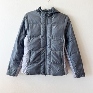 Brooks Brothers Two-Tone Gray Hooded Puffer Jacket